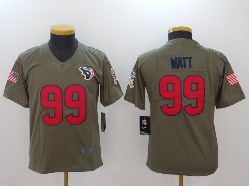 Youth Nike Houston Texans #99 JJ Watt Olive Salute To Service Limited Jerseys