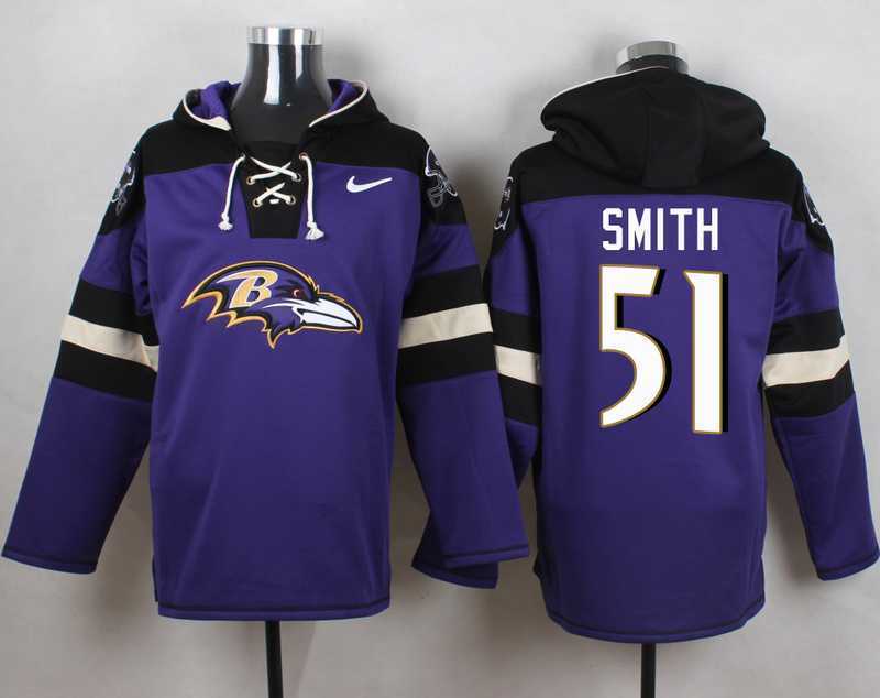 Baltimore Ravens #51 Daryl Smith Purple Player Stitched Pullover NFL Hoodie