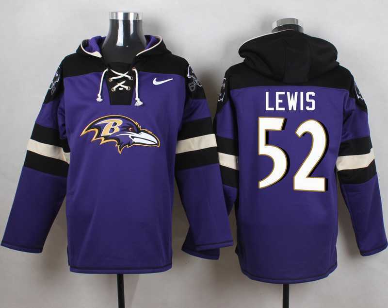 Baltimore Ravens #52 Ray Lewis Purple Player Stitched Pullover NFL Hoodie