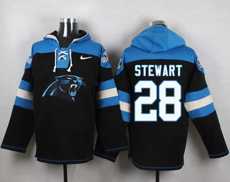 Carolina Panthers #28 Jonathan Stewart Black Player Stitched Pullover NFL Hoodie