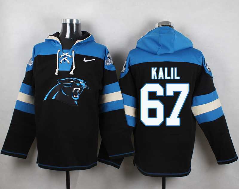 Carolina Panthers #67 Ryan Kalil Black Player Stitched Pullover NFL Hoodie