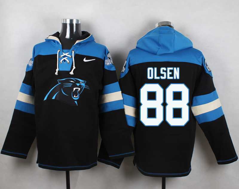 Carolina Panthers #88 Greg Olsen Black Player Stitched Pullover NFL Hoodie