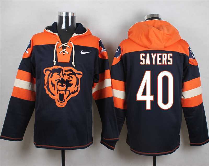 Chicago Bears #40 Gale Sayers Navy Blue Player Stitched Pullover NFL Hoodie