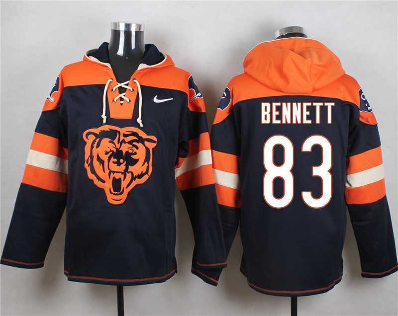 Chicago Bears #83 Martellus Bennett Navy Blue Player Stitched Pullover NFL Hoodie