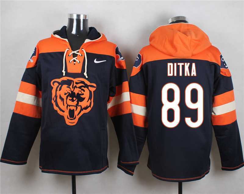 Chicago Bears #89 Mike Ditka Navy Blue Player Stitched Pullover NFL Hoodie