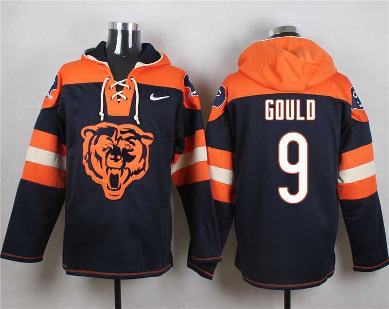 Chicago Bears #9 Robbie Gould Navy Blue Player Stitched Pullover NFL Hoodie