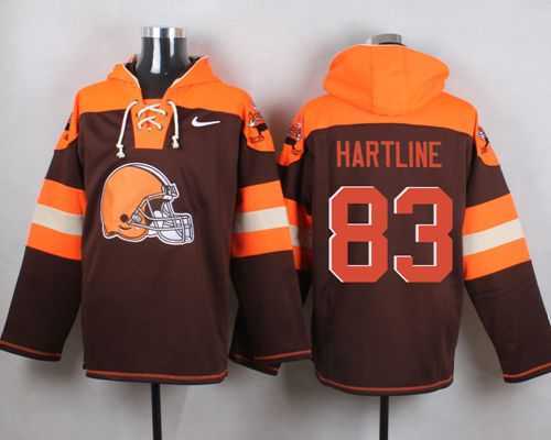 Cleveland Browns #83 Brian Hartline Brown Player Stitched Pullover NFL Hoodie