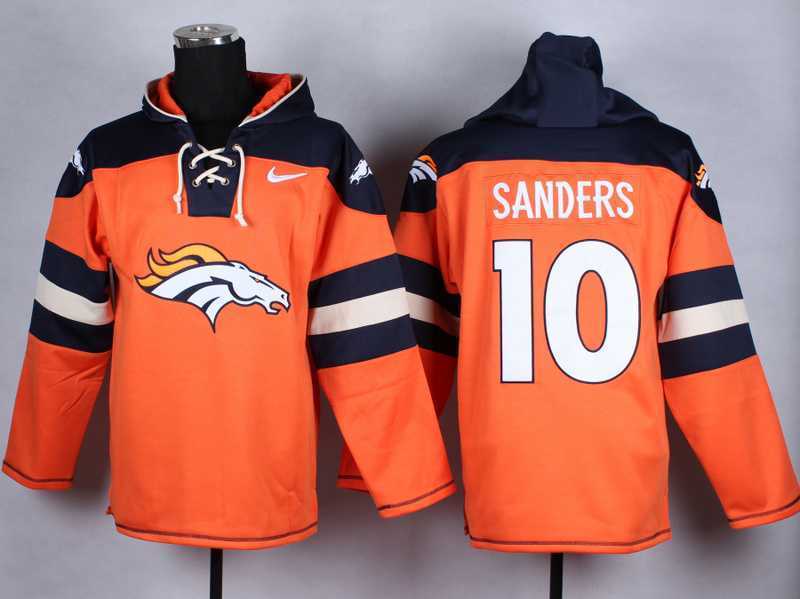 Denver Broncos #10 Emmanuel Sanders Orange Player Stitched Pullover NFL Hoodie