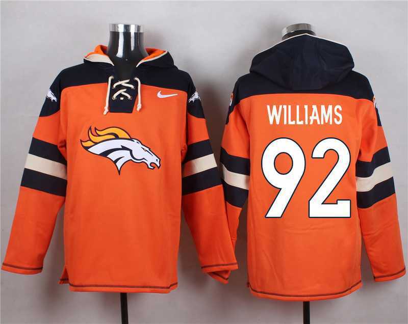 Denver Broncos #92 Sylvester Williams Orange Player Stitched Pullover NFL Hoodie