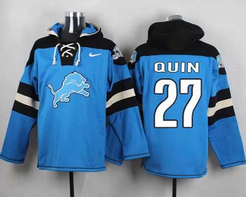 Detroit Lions #27 Glover Quin Blue Player Stitched Pullover NFL Hoodie