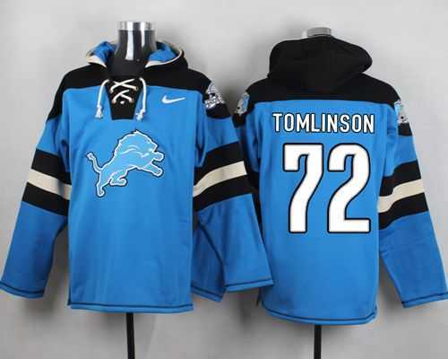 Detroit Lions #72 Laken Tomlinson Blue Player Stitched Pullover NFL Hoodie