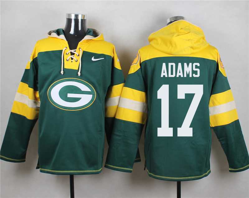 Green Bay Packers #17 Davante Adams Green Player Stitched Pullover NFL Hoodie