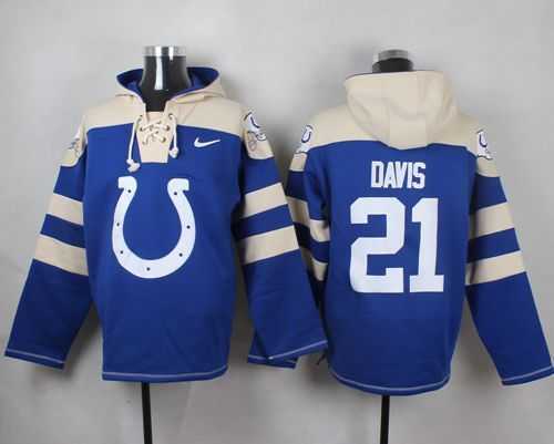Indianapolis Colts #21 Vontae Davis Royal Blue Player Stitched Pullover NFL Hoodie