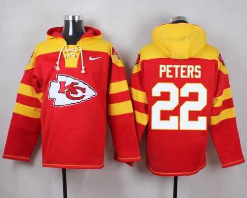 Kansas City Chiefs #22 Marcus Peters Red Player Stitched Pullover NFL Hoodie