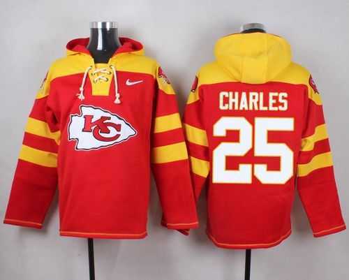 Kansas City Chiefs #25 Jamaal Charles Red Player Stitched Pullover NFL Hoodie