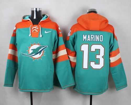 Miami Dolphins #13 Dan Marino Aqua Green Player Stitched Pullover NFL Hoodie