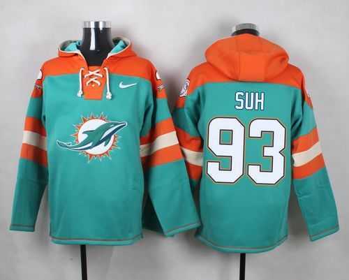 Miami Dolphins #93 Ndamukong Suh Aqua Green Player Stitched Pullover NFL Hoodie