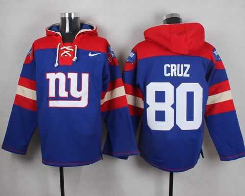 New York Giants #80 Victor Cruz Royal Blue Player Stitched Pullover NFL Hoodie