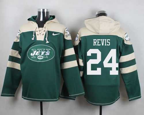 New York Jets #24 Darrelle Revis Green Player Stitched Pullover NFL Hoodie