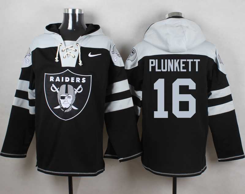 Oakland Raiders #16 Jim Plunkett Black Player Stitched Pullover NFL Hoodie