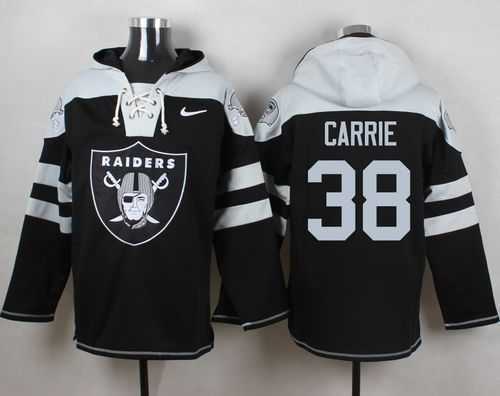 Oakland Raiders #38 T.J. Carrie Black Player Stitched Pullover NFL Hoodie