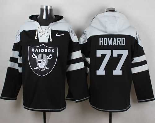 Oakland Raiders #77 Austin Howard Black Player Stitched Pullover NFL Hoodie