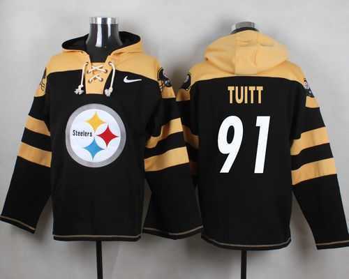 Pittsburgh Steelers #91 Stephon Tuitt Black Player Stitched Pullover NFL Hoodie
