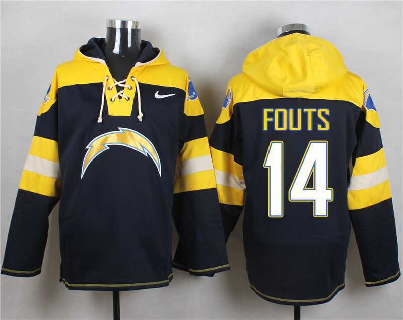 San Diego Chargers #14 Dan Fouts Navy Blue Player Stitched Pullover NFL Hoodie