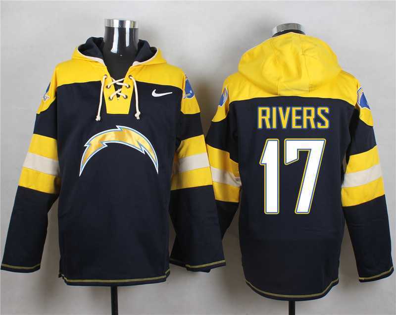 San Diego Chargers #17 Philip Rivers Navy Blue Player Stitched Pullover NFL Hoodie