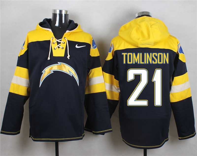 San Diego Chargers #21 LaDainian Tomlinson Navy Blue Player Stitched Pullover NFL Hoodie