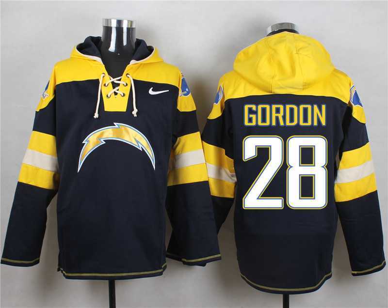 San Diego Chargers #28 Melvin Gordon Navy Blue Player Stitched Pullover NFL Hoodie