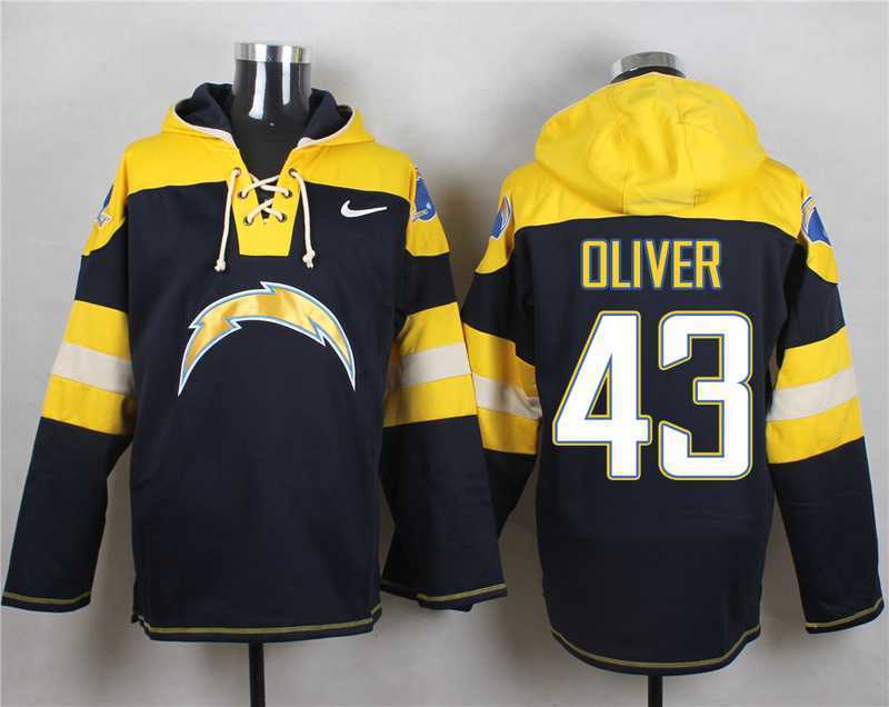 San Diego Chargers #43 Branden Oliver Navy Blue Player Stitched Pullover NFL Hoodie