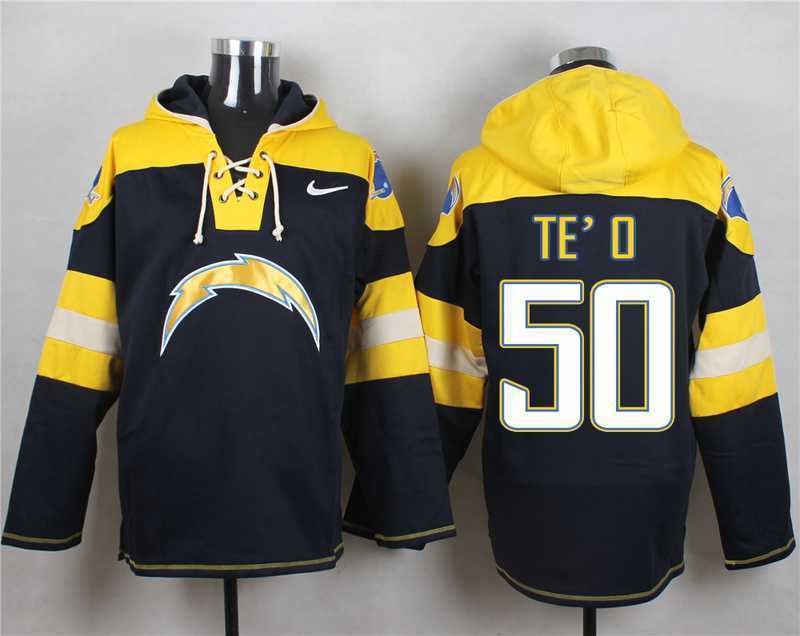 San Diego Chargers #50 Manti Te'o Navy Blue Player Stitched Pullover NFL Hoodie