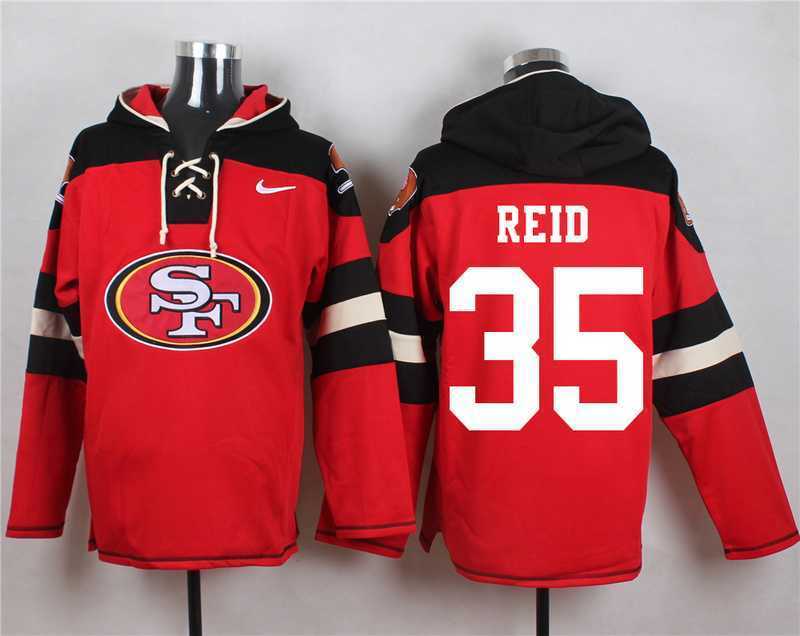 San Francisco 49ers #35 Eric Reid Red Player Stitched Pullover NFL Hoodie