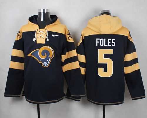 St. Louis Rams #5 Nick Foles Navy Blue Player Stitched Pullover NFL Hoodie