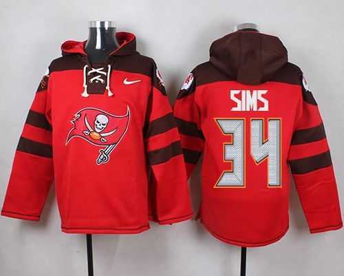 Tampa Bay Buccaneers #34 Charles Sims Red Player Stitched Pullover NFL Hoodie