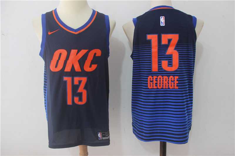 Nike Oklahoma City Thunder #13 Paul George Navy Authentic Stitched NBA Jersey