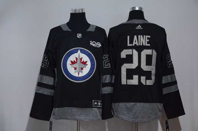 Winnipeg Jets #29 Patrik Laine Black 100th Anniversary Adidas Jersey