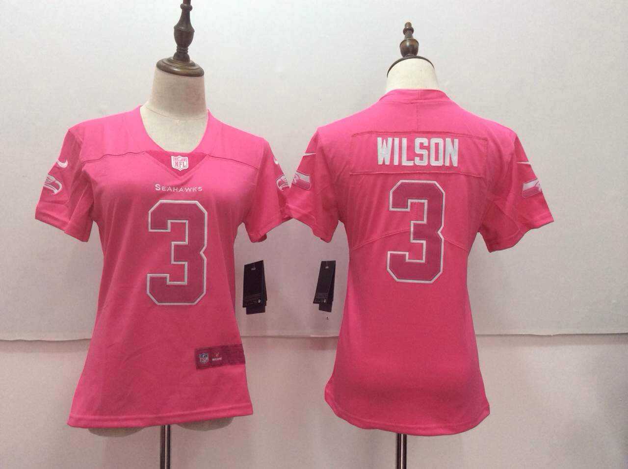 Women Nike Seattle Seahawks #3 Russell Wilson Pink Vapor Untouchable Player Limited Jerseys