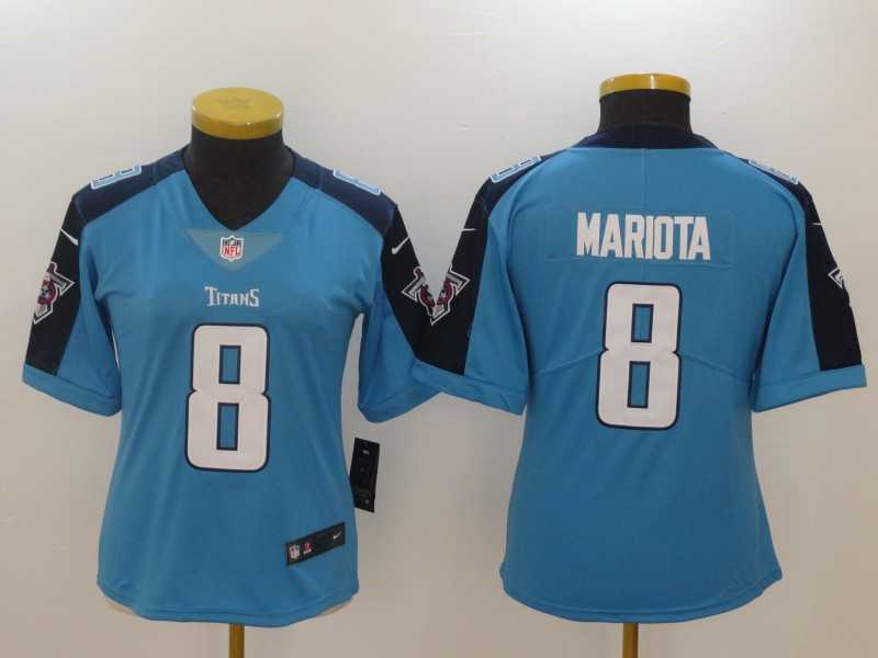 Women Nike Tennessee Titans #8 Marcus Mariota Light Blue Vapor Untouchable Player Limited Jerseys