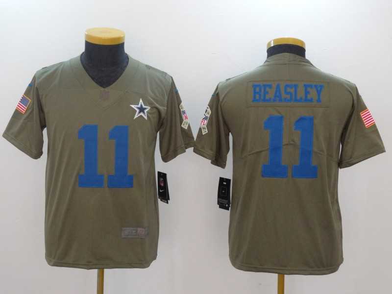 Youth NIke Dallas Cowboys #11 Cole Beasley Olive Salute To Service Limited Jerseys