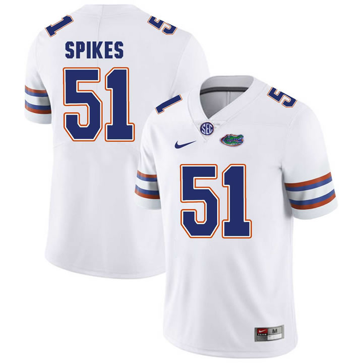 Florida Gators #51 Brandon Spikes White College Football Jersey