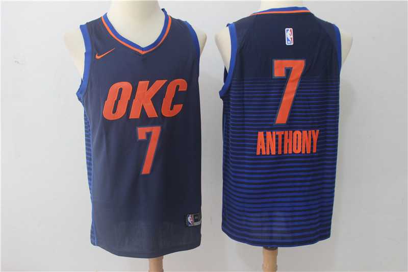Nike Oklahoma City Thunder #7 Carmelo Anthony Navy Swingman Stitched NBA Jersey