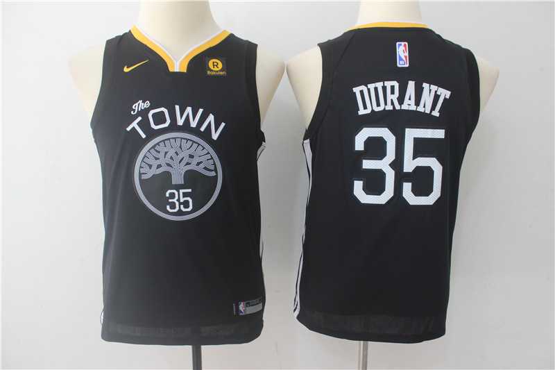 Youth Nike Golden State Warriors #35 Kevin Durant Black The Town Swingman Stitched NBA Jersey