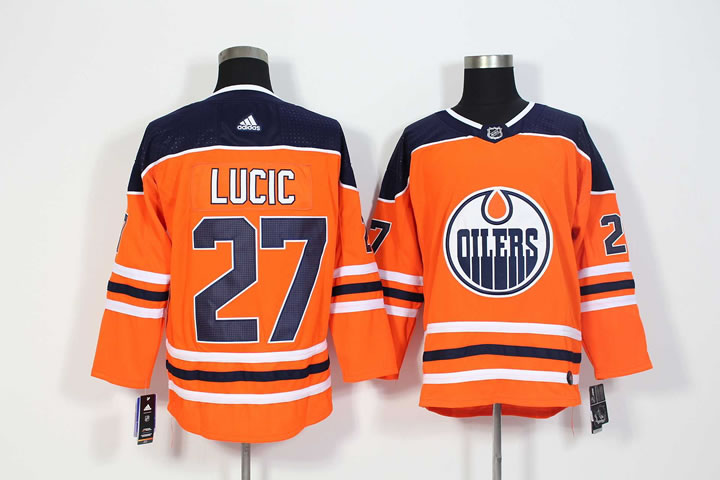 Edmonton Oilers #27 Milan Lucic Orange Adidas Stitched Jersey