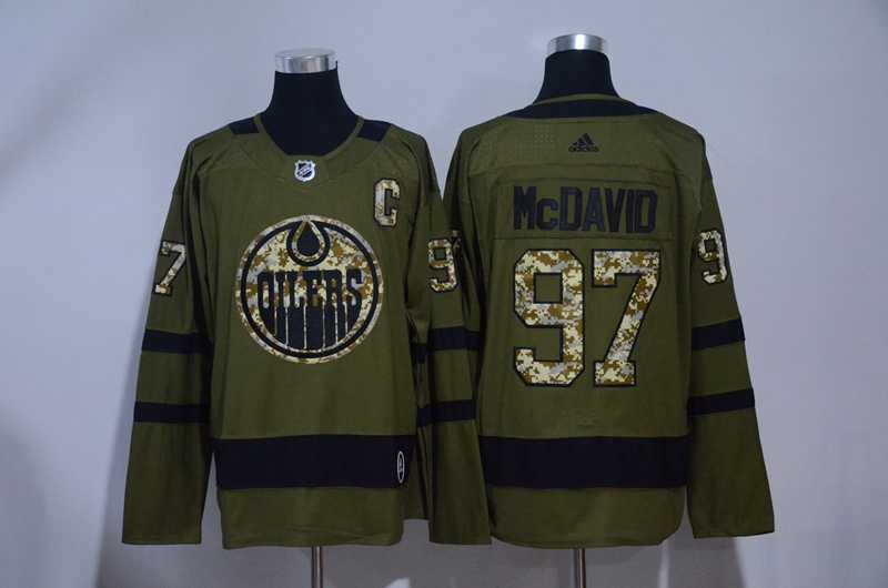Edmonton Oilers #97 Connor McDavid Green Salute to Service Adidas Stitched Jersey