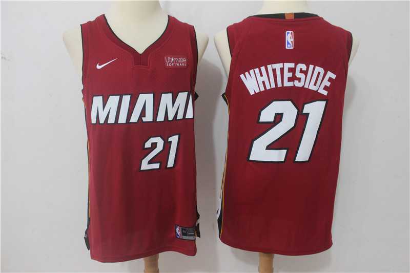 Nike Miami Heat #21 Hassan Whiteside Red Authentic Stitched NBA Jersey