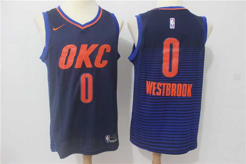 Nike Oklahoma City Thunder #0 Russell Westbrook Navy Swingman Stitched NBA Jersey