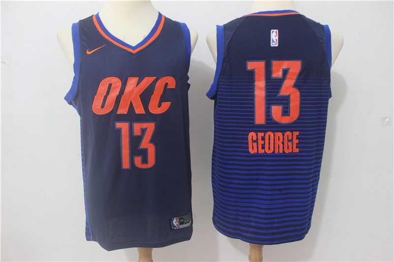 Nike Oklahoma City Thunder #13 Paul George Navy Swingman Stitched NBA Jersey