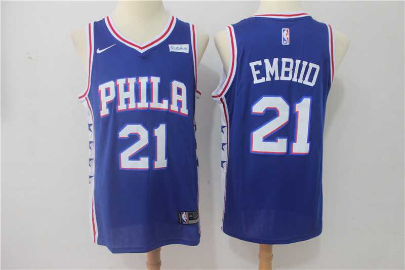 Nike Philadelphia 76ers #21 Joel Embiid Blue Swingman Stitched NBA Jersey